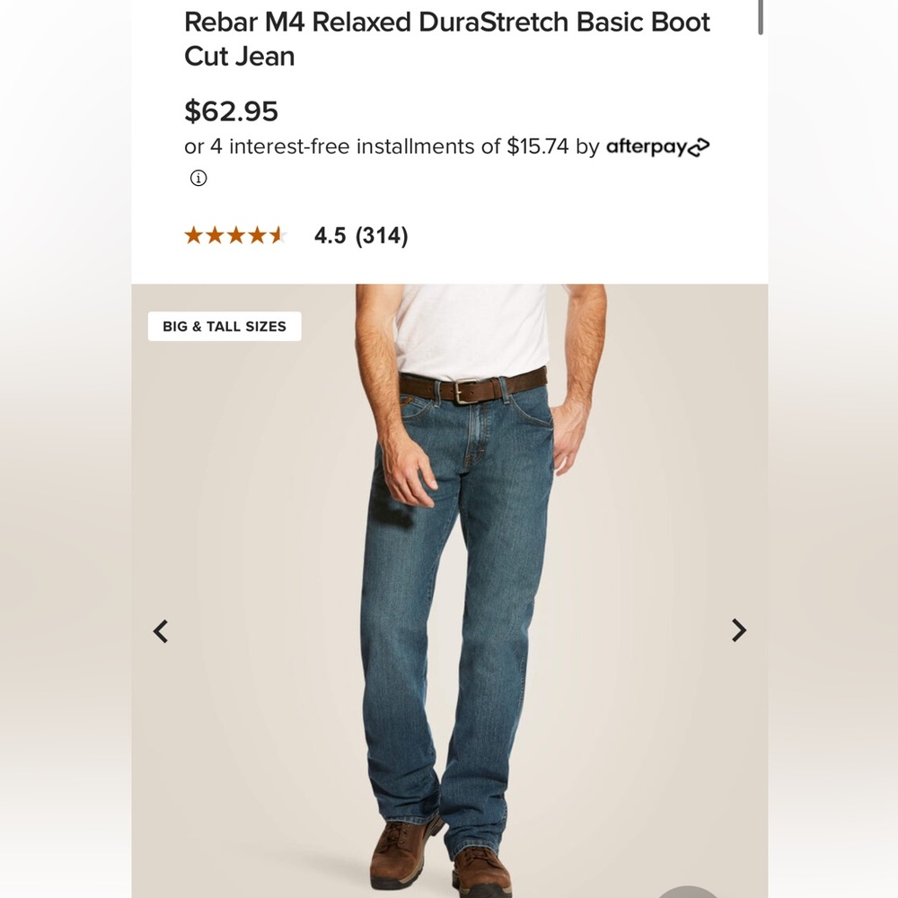 NWT Ariat Rebar M4 Jeans